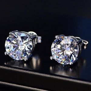 NEW 4 CT EARRINGS SOLITAIRE DIAMOND 925 SILVER EARRINGS STUD EARRINGS
